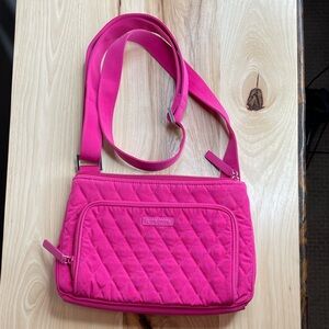 VERA BRADLEY Little Hipster Crossbody Purse Bag FUCHSIA Hot PINK Microfiber